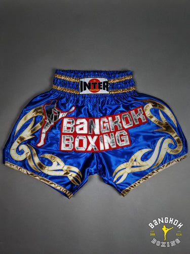 Bangkok Boxing Authentic Muay Thai Trunks - Blue/Gold