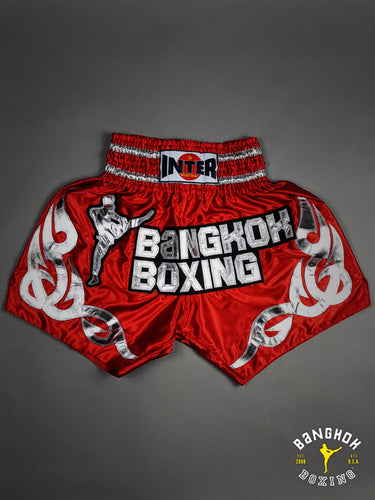 Bangkok Boxing Authentic Muay Thai Trunks - Red/Silver